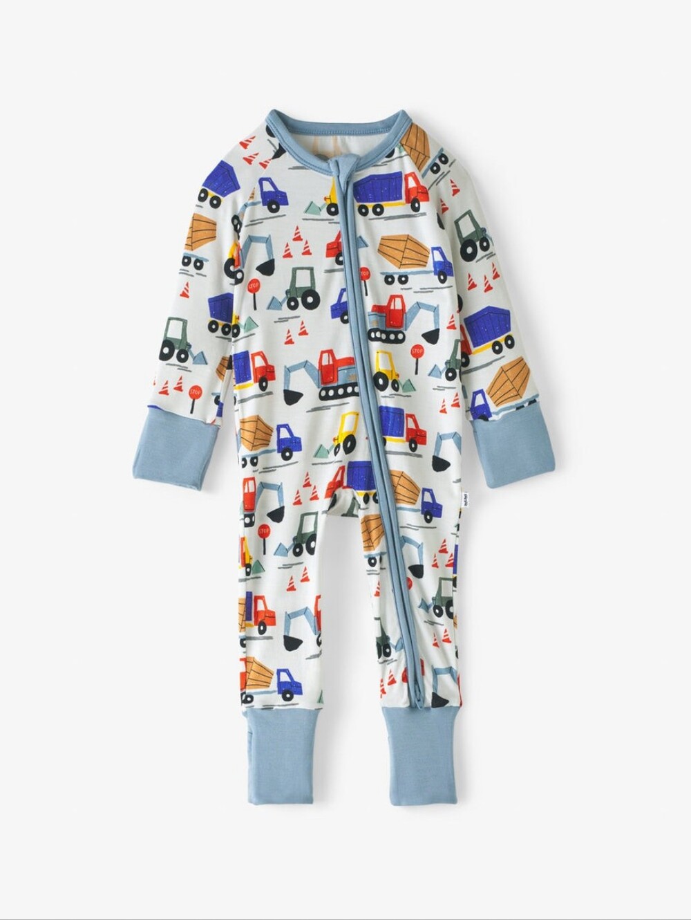 Little Sleepies Bamboo Zippy - Construction Vehicles